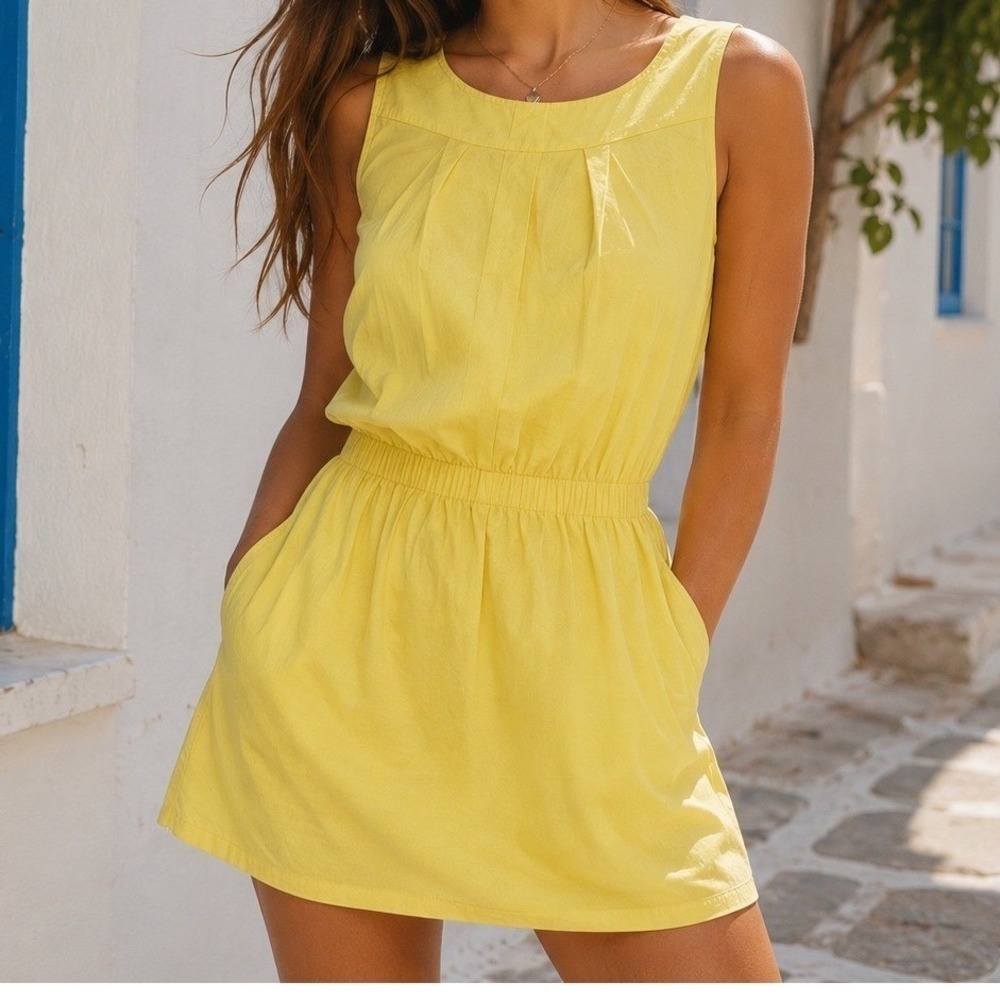 Vince Butter Yellow Dress Size 2 Cotton Preppy Sundress Vacation Resort Summer